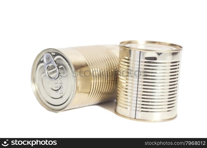 sealed metal cans isolated on white background