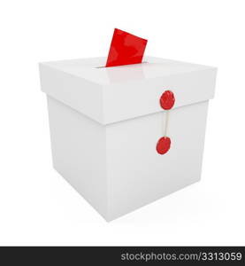 Sealed with wax ballot box with inserted paper