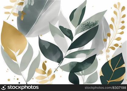 Seam≤ss pattern. Floral wallpaper, gold, green, blue and gray color.. Seam≤ss pattern. Floral wallpaper, gold, green, blue and gray color