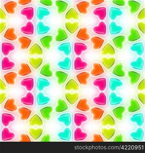 Seamless abstract background made of colorful heart shapes