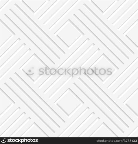Seamless abstract background. White crossed lines with cut out of paper effect and realistic shadow.&#xA;&#xA;&#xA;