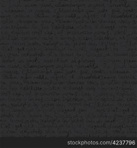 Seamless abstract text pattern on dark gray background. Vector, EPS 8.