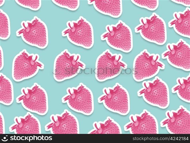 seamless background of strawberry, 70th style.
