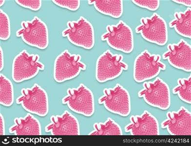 seamless background of strawberry, 70th style.