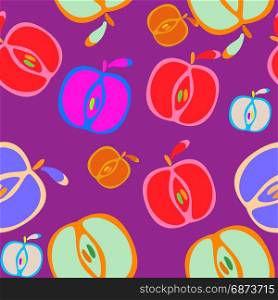 Seamless background with apples. Seamless colorfull background with apples on dark background