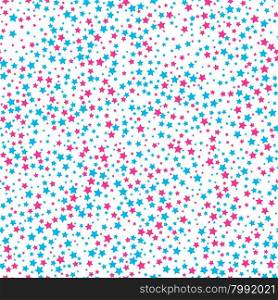 Seamless background with bright blue and magenta stars.