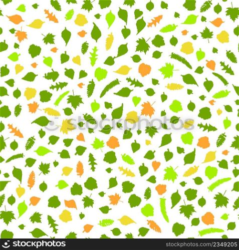 Seamless background with colorful autumn silhouette leaves. Seamless pattern with leaves