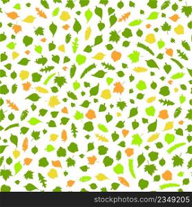 Seamless background with colorful autumn silhouette leaves. Seamless pattern with leaves