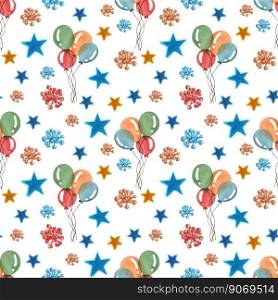 Seamless background with colorful balloons. Watercolor Seamless Pattern with Cute Balloons and Stars. Colorful Cartoon Balloons. Holidays.. Seamless background with colorful balloons. Watercolor Seamless Pattern with Cute Balloons and Stars. Colorful Cartoon Balloons. Holidays