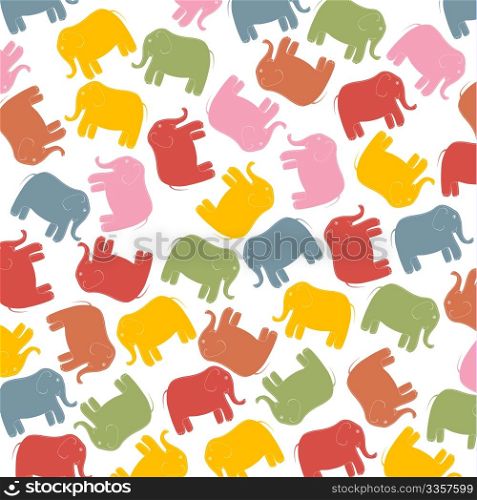Seamless background with elephants in pastel tones