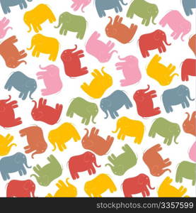 Seamless background with elephants in pastel tones