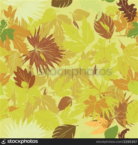 Seamless background with green leaves