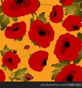 Seamless background with poppies