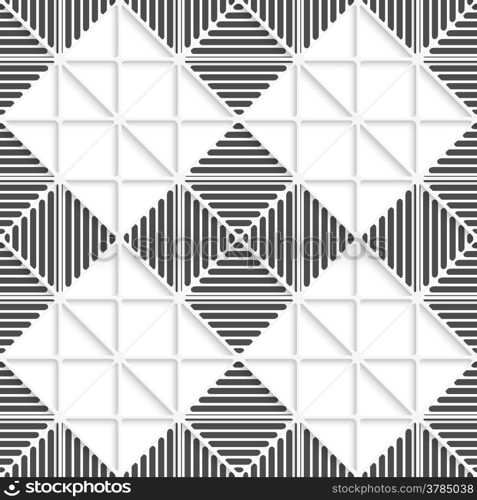 Seamless black and white abstract background. Simple geometrical ornament with lines and some layering.&#xA;&#xA;&#xA;