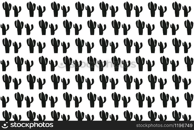 Seamless cactus pattern with white background, 3D rendering