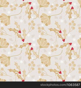 Seamless Christmas poinsettia floral pattern. Christmas flower concept.