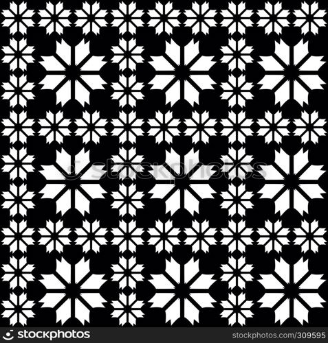 Seamless decorative pattern with a flowers in a black - white colors