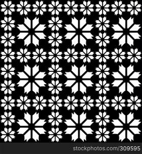 Seamless decorative pattern with a flowers in a black - white colors