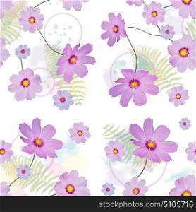 seamless floral pattern with cosmos flowers and leaves. seamless floral pattern