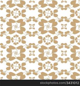 Seamless floral pattern with leaves and fruits