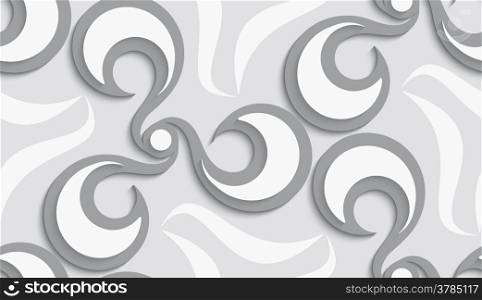 Seamless floral swirls background with cut out of paper effect on dark gray&#xA;&#xA;