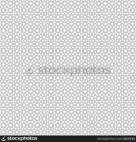 Seamless geometric ornament based on traditional arabic art.Grey and white lines.For design template,textile,fabric,wrapping paper,laser cutting.Contains layers of patterns of 1,2,4,8,16 and 20 blocks. Seamless geometric ornament in gray and white.