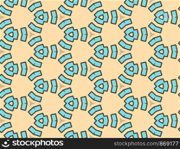 Seamless geometric pattern. Black outline turquoise shapes.
