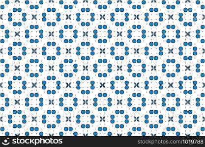 Seamless geometric pattern. Blue and black colors on white background.