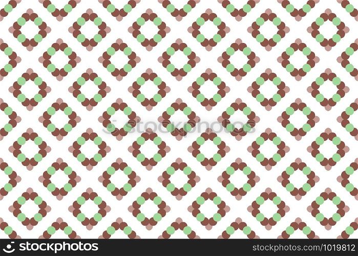 Seamless geometric pattern. Brown and green colors on white background.