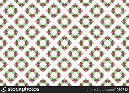 Seamless geometric pattern. Brown and green colors on white background.