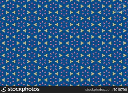 Seamless geometric pattern. Brown and red colors on blue background.