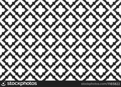 Seamless geometric pattern design illustration. Background texture. In black and white colors.