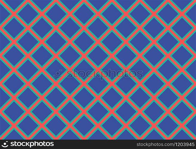 Seamless geometric pattern design illustration. Background texture. In blue and red colors.