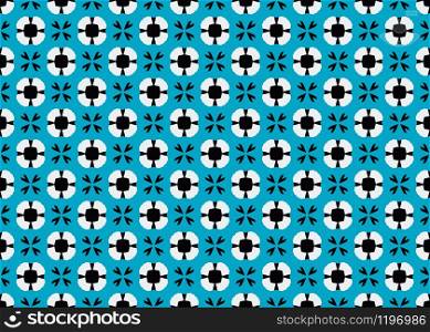 Seamless geometric pattern design illustration. Background texture. In blue, black and white colors.