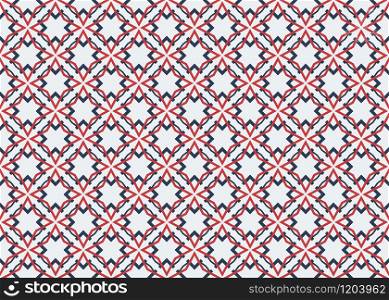 Seamless geometric pattern design illustration. Background texture. In blue, red and white colors.