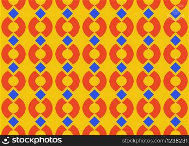 Seamless geometric pattern design illustration. Background texture. In red, blue and yellow colors.