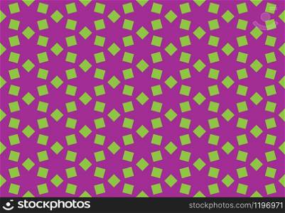 Seamless geometric pattern design illustration. Background texture. In violet and green colors.