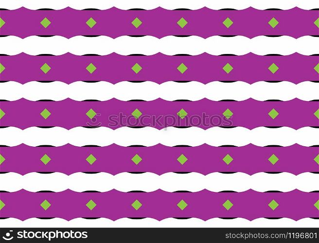 Seamless geometric pattern design illustration. Background texture. In violet, green, black and white colors.