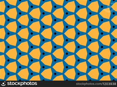 Seamless geometric pattern design illustration. Background texture. In yellow, blue and black colors.