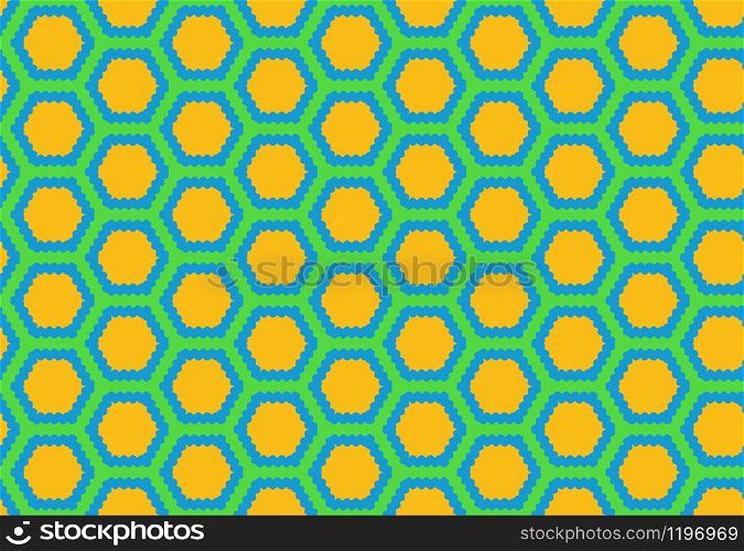 Seamless geometric pattern design illustration. Background texture. In yellow, green and blue colors.