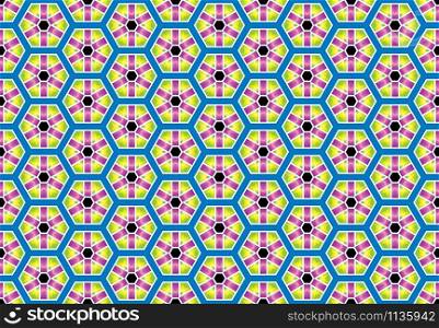 Seamless geometric pattern design illustration. Background texture. Used gradient in purple, green, blue, black and white colors.