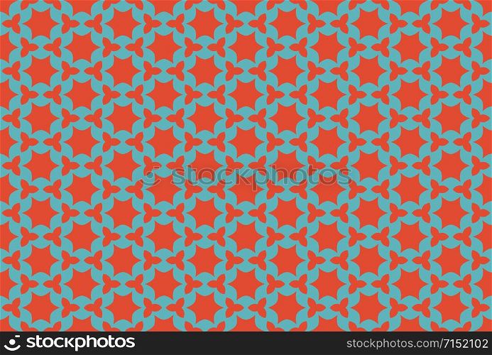 Seamless geometric pattern design illustration. In blue and red colors.