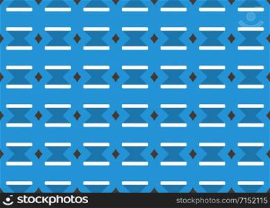 Seamless geometric pattern design illustration. In blue, white and black colors.