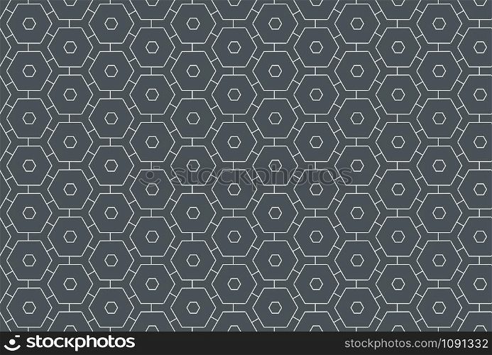 Seamless geometric pattern design illustration. In dark grey and white colors.