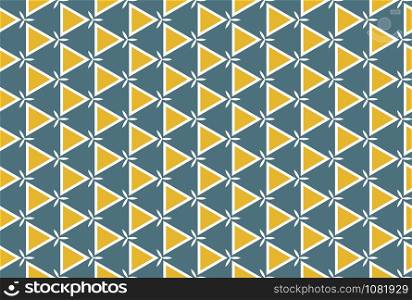 Seamless geometric pattern design illustration. In gold, blue and white colors.