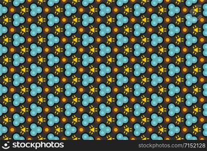 Seamless geometric pattern design illustration. In grey, black, blue, yellow and brown colors.
