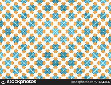 Seamless geometric pattern design illustration. In orange and blue colors on white background.