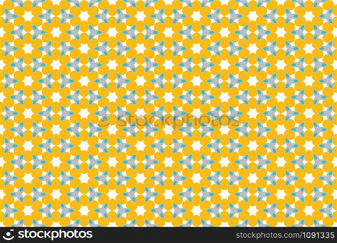 Seamless geometric pattern design illustration. In orange, blue, grey and white colors.
