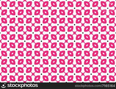 Seamless geometric pattern design illustration. In pink, black and white colors.