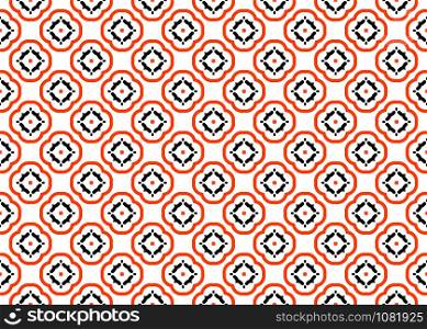Seamless geometric pattern design illustration. In red and black colors on white background.